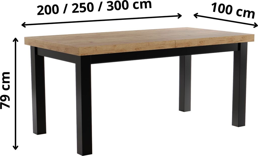 Grote uitbreibare tafel Leonardo 100x200