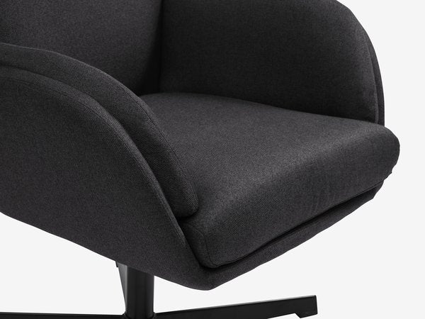 Fauteuil TANKEDAL Met Voetenbank Donkergrijze Stof