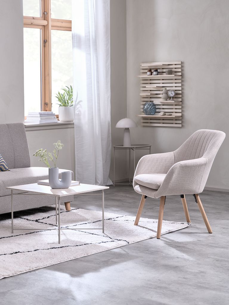 Fauteuil UDSBJERG Beige Stof/Eiken