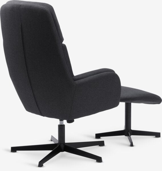 Fauteuil TANKEDAL Met Voetenbank Donkergrijze Stof