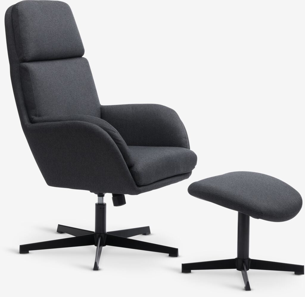 Fauteuil TANKEDAL Met Voetenbank Donkergrijze Stof