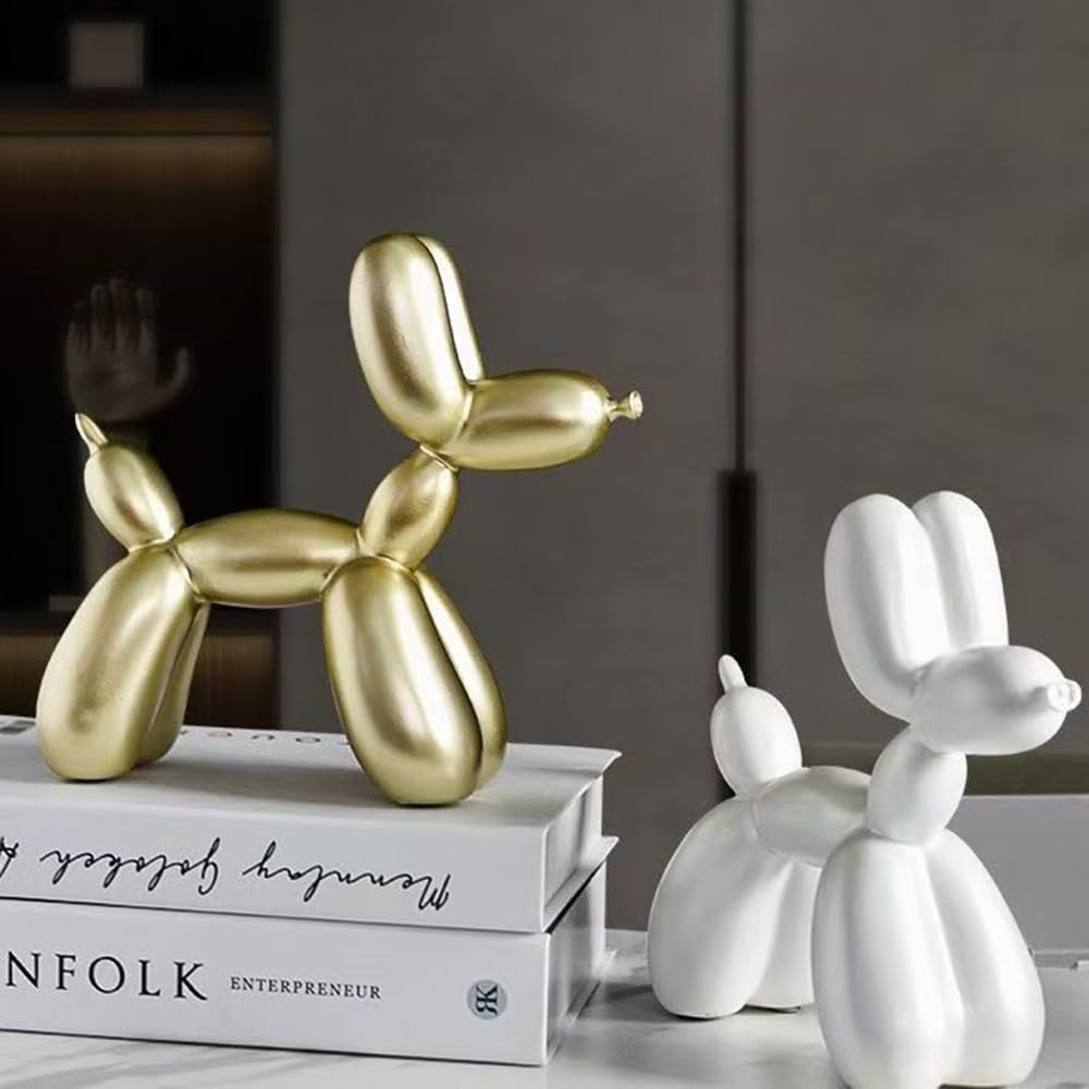 PIGPIGFLY Ballonhond beeldje, dierenbeelden, decoratie woonkamer, home store decoratie, moderne abstracte kunstsculpturen decoratie, kantoordecoraties, polyhars, cadeau (goud)