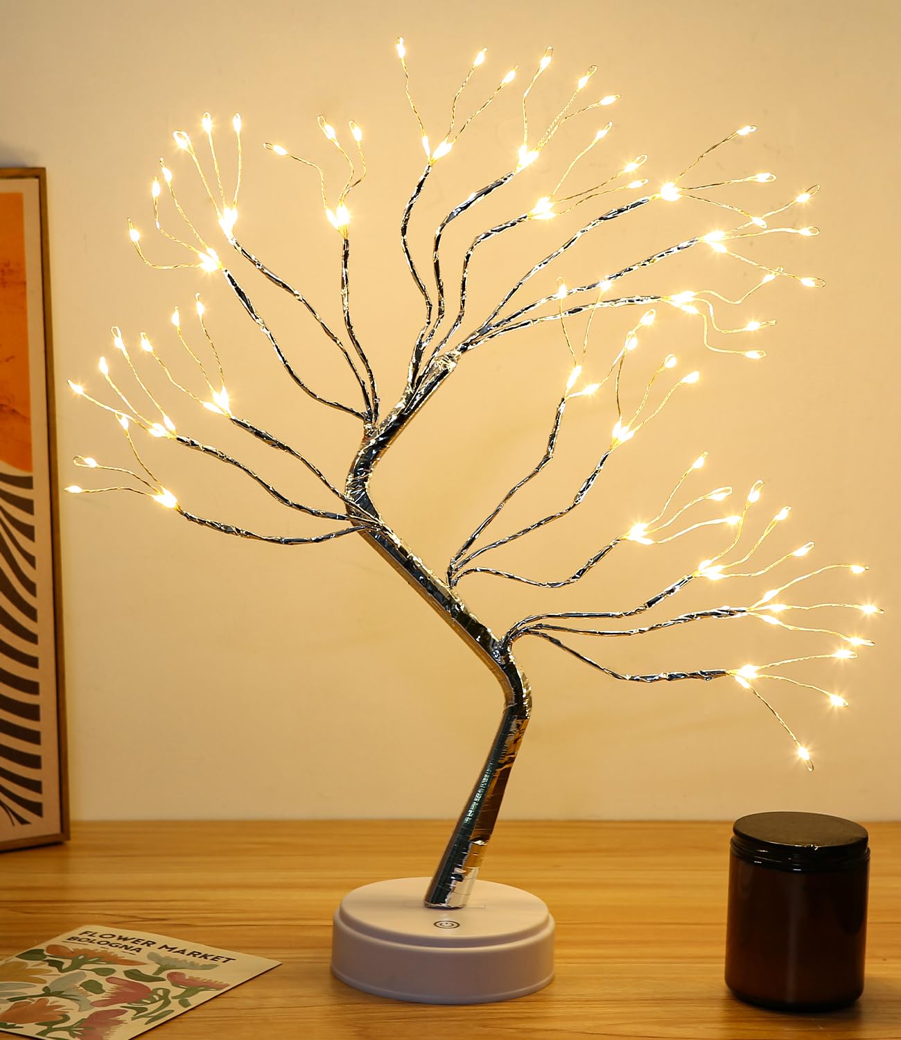 Xaosin LED-boom kerstdecoratie 108 LED licht boom binnen USB/batterij aangedreven LED boom decoratie licht takjes boom kerst bonsai boom lamp voor decoratie woonkamer warm licht