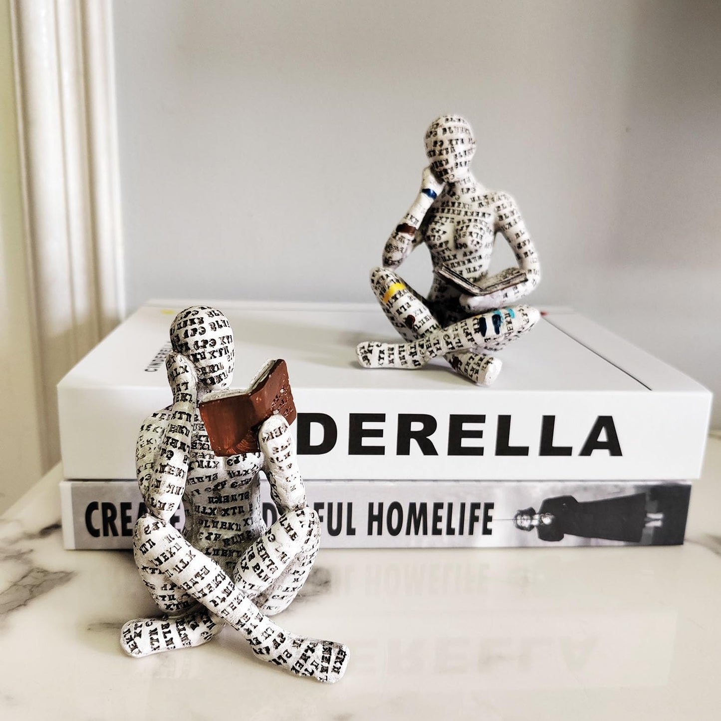 PIGPIGFLY Lezen Vrouw Beeldje, Boekenwurm Sculptuur, Decoratieve Figuren, Lezen Figuur Standbeeld, Decoratie Woonkamer, Abstracte Sculptuur, Home Store Decoratie, Moderne Woonkamer Ornamenten