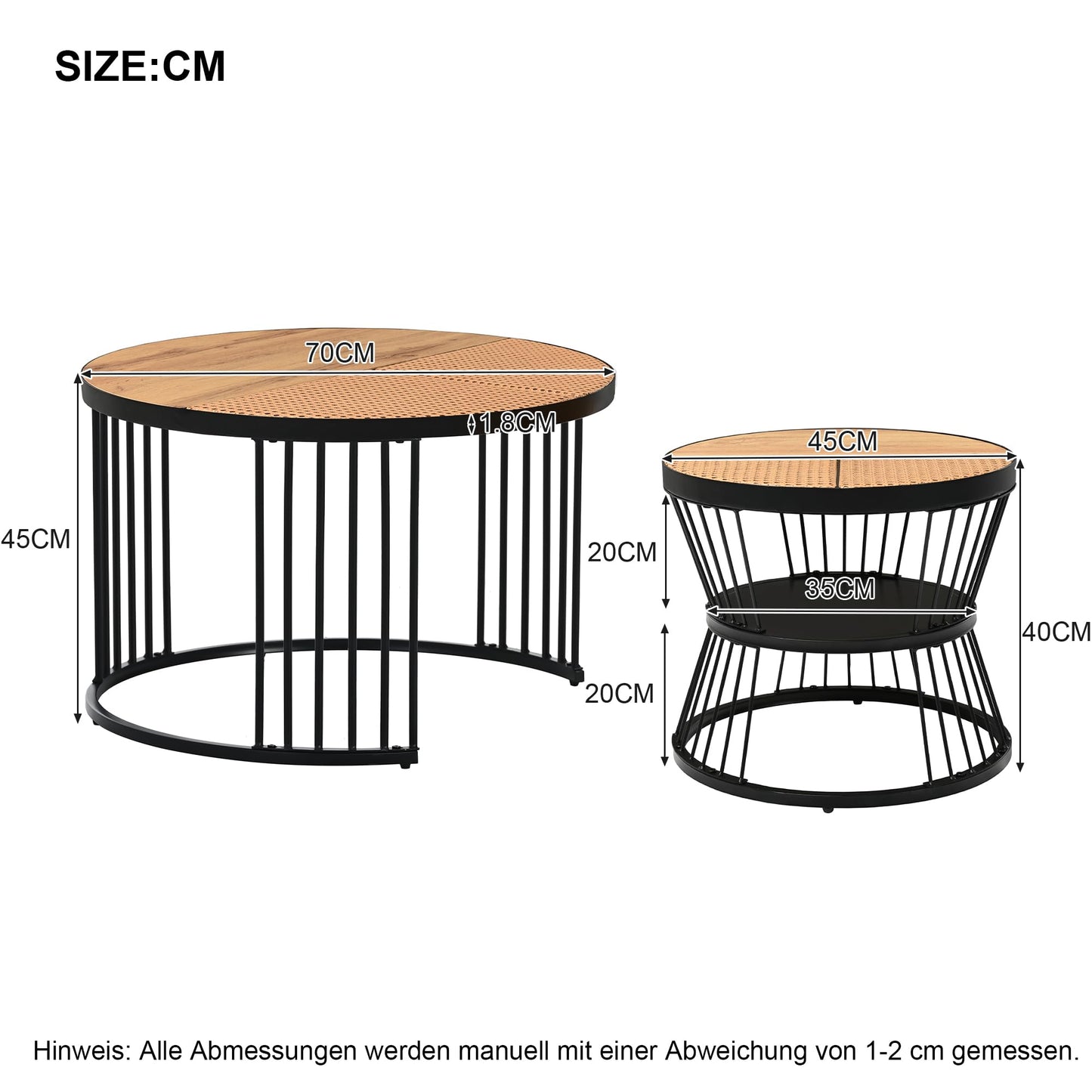 Moimhear Ronde salontafel, set van 2