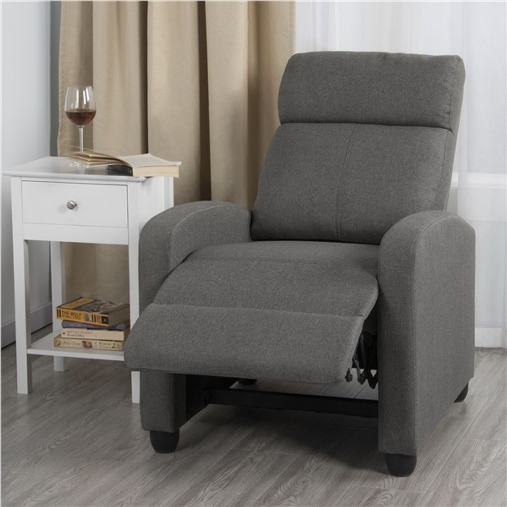 Grijze relaxfauteuil met ligfunctie